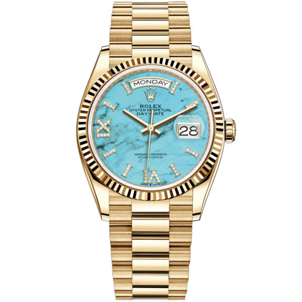 1558831835.jpg Rolex Day-Date 36mm Presidential 128238 Fluted Bezel Turquoise Diamond Dial