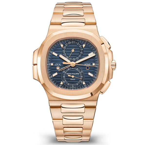 5990-1R-001.jpg Patek Philippe Nautilus Travel Time Chronograph 40mm 5990-1R-001 Blue Dial