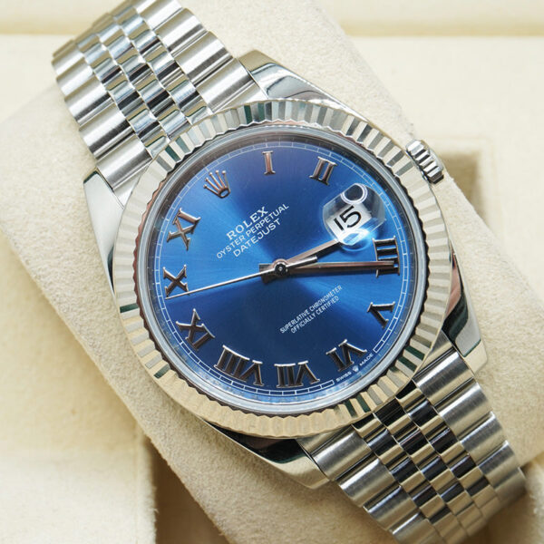 DSC00873_2.jpg Rolex Datejust 41mm Azzurro Blue Roman Numeral Dial Fluted Bezel 126334