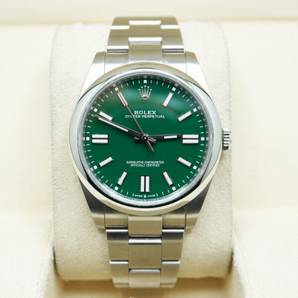 DSC05081.jpg Rolex Oyster Perpetual Green Dial Domed Bezel 41mm 124300