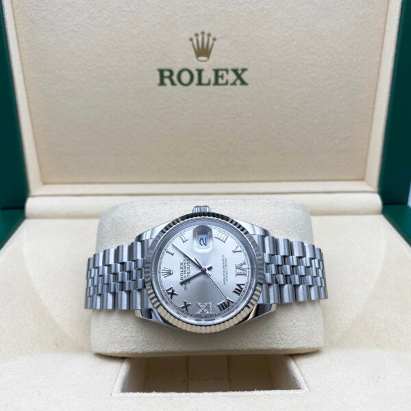 IMG_5295.jpg Rolex Datejust 36mm Fluted Bezel Jubilee Bracelet Silver Diamond 6 and 9 Hour Marker Dial
