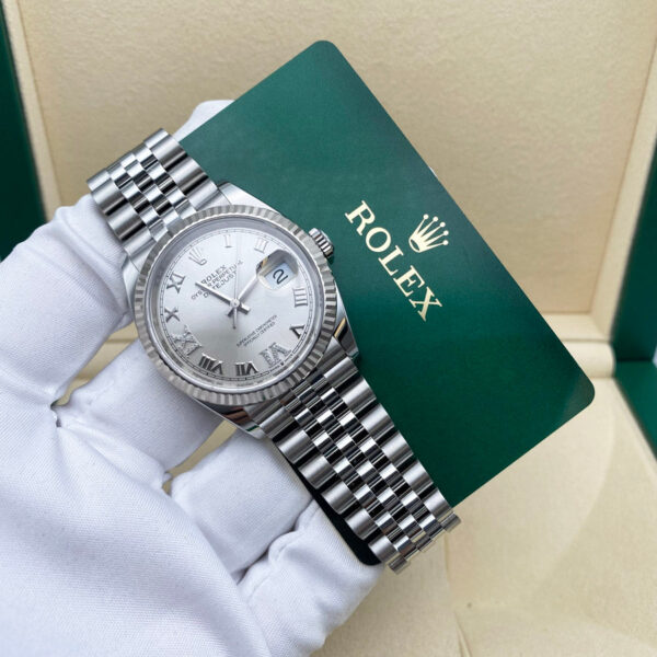 IMG_5301.jpg Rolex Datejust 36mm Fluted Bezel Jubilee Bracelet Silver Diamond 6 and 9 Hour Marker Dial