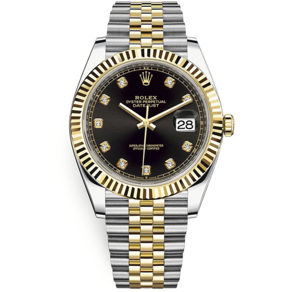 RolexDatejustIIBlackDiamondFlutedDial41mm126333Jubilee.png Rolex Datejust 41mm Black Diamond Dial Fluted Bezel 126333