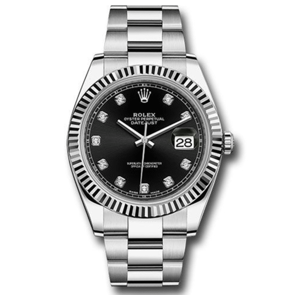 RolexDatejustIIBlackDiamondFlutedDial41mm126334.png Rolex Datejust 41mm Black Diamond Dial Fluted Bezel 126334