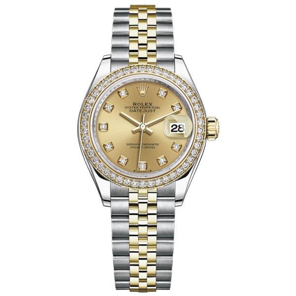 RolexLady-DatejustChampagneDiamondDialDiamondBezel28mm279383RBRJubilee.png Rolex Lady-Datejust Champagne Diamond Dial Diamond Bezel 28mm 279383RBR
